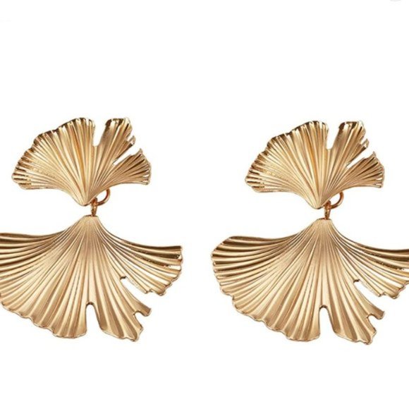 Double Leaf Statement Earrings - Picture 3 of 6